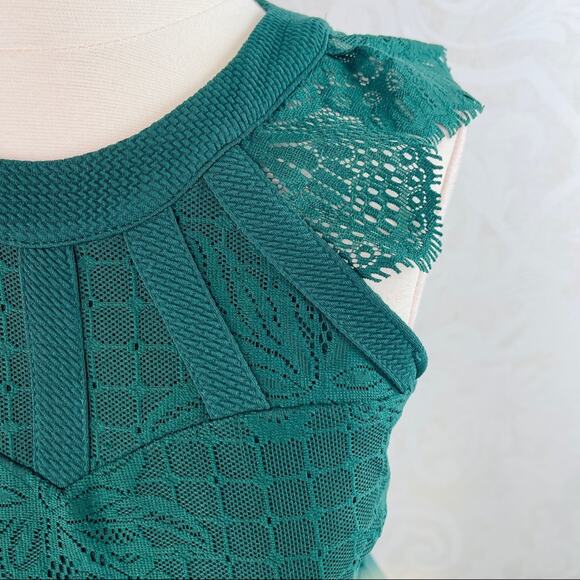 Altar'd State Dark Green Lace Bodice, Textured Skirt XS - Picture 3 of 9